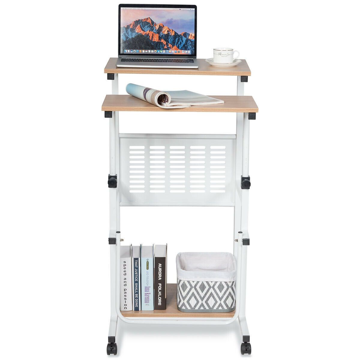 2-In-1 Mobile Lifting Height Adjustable Computer Desk
